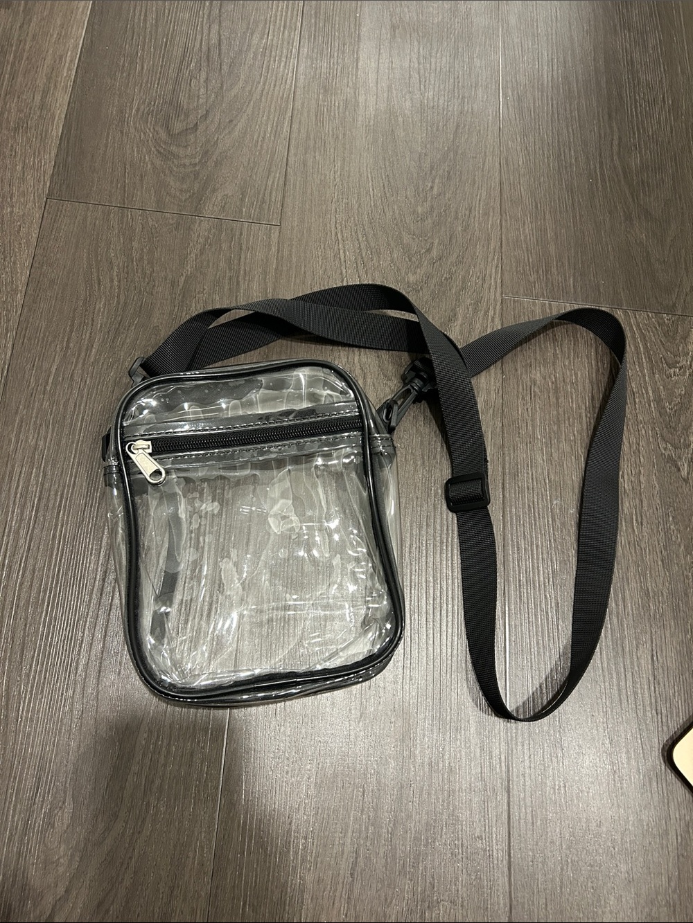 Clear Crossbody Bag for Game Days with Black Trim